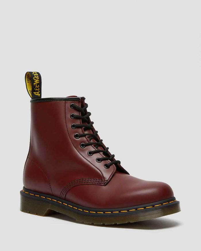 Dr Martens Vintersko Herre Burgunder 1460 Smooth Læder Lace Up 1674HFCBW